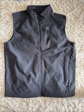 Men's Black Softshell Vest with Zip Chest Pocket